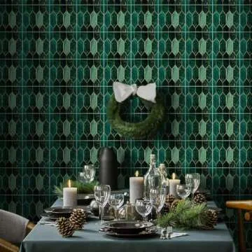 funlife 50Pcs Art Deco Peel and Stick Thick Kitchen Backsplash, Self Adhesive Wall Tile, Flat Glossy Stickers for Home Decor, Holographic Emerald 7.87"x7.87"