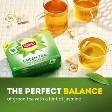 Lipton Signature Blend Green Tea Bags for Wellness and Flavor