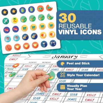 Family Magnetic Calendar and Chore Chart Set - 11x17 - Dry Erase Whiteboard for Planning Boards, Cle...