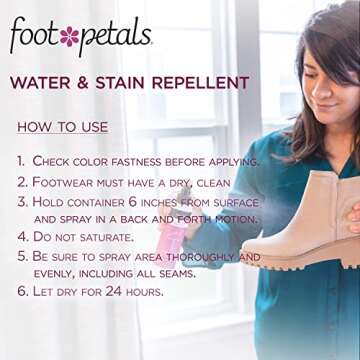 Foot Petals Water Repellent Shoe Spray, Protects Against Water, Dirt, Stains, Prevents Drying, Cracking