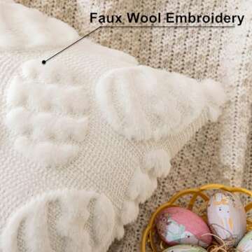 SINYASAN Soft Velvet White Easter Egg Pillow Covers 18x18