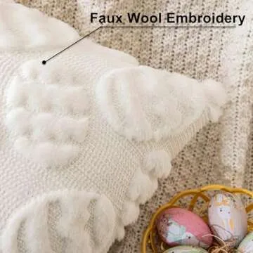 SINYASAN Soft Velvet White Easter Egg Pillow Covers 18x18
