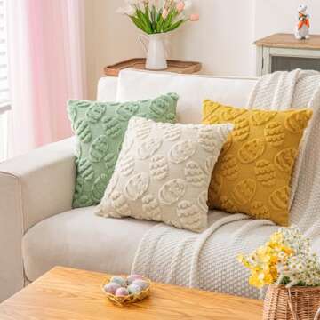 SINYASAN Soft Velvet White Easter Egg Pillow Covers 18x18