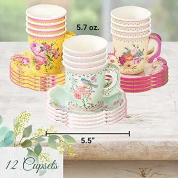 Vintage Royal Paper Teacups Set for Elegant Celebrations