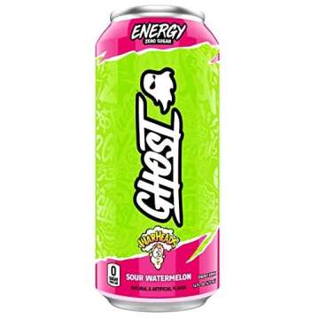 Ghost Energy Ready to Drink 16 Ounce Cans (Warheads Sour Watermelon, 4 Cans)