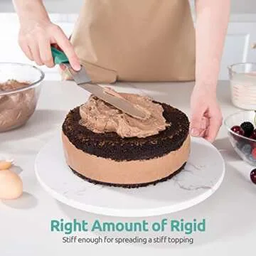 Icing Spatula, U-Taste Offset Spatula Set with 6", 8", 10" Blade, 18/0 Stainless Steel with PP Plastic Handle Angled Cake Decorating Frosting Spatula Set of 3 (Teal/Aqua Sky)