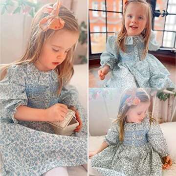 Curipeer Baby Girls Long Sleeve Floral Dress Flower Printed Smock Toddler Ruffle Dress for Autumn an...