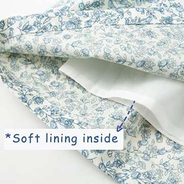 Curipeer Baby Girls Long Sleeve Floral Dress Flower Printed Smock Toddler Ruffle Dress for Autumn and Spring Blue 5T