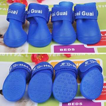 Ocathnon Pet Dog Puppy Rain Snow Boots Shoes Booties Rubber Waterproof Anti-Slip Booties