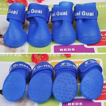 Ocathnon Pet Dog Puppy Rain Snow Boots Shoes Booties Rubber Waterproof Anti-Slip Booties