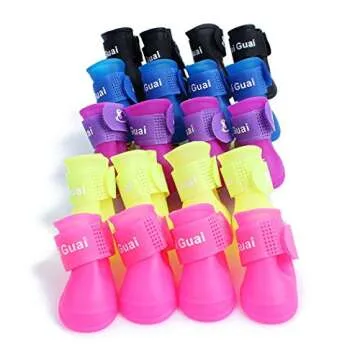 Ocathnon Pet Dog Puppy Rain Snow Boots Shoes Booties Rubber Waterproof Anti-Slip Booties