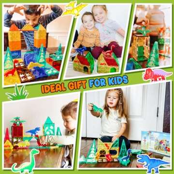 Dinosaur Adventure Magnetic Tiles for Kids 3+