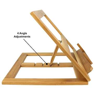 Greenco Bamboo Laptop, iPad, Kitchen Stand, Art Easel | Cookbook, Music Book, Recipe Book Holder, Pa...