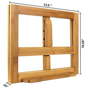 Greenco Bamboo Laptop, iPad, Kitchen Stand, Art Easel | Cookbook, Music Book, Recipe Book Holder, Painting Display, Reading | Foldable, Portable, Adjustable | Tabletop, Kitchen Counter, Home Decor