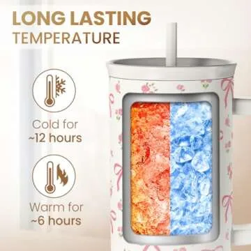 SANDJEST 40oz Bow Tumbler with Handle for Stylish Hydration