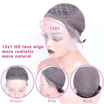 VRVogue Lace Front Curly Wig Human Hair 13x1 Pixie Cut Wig Lace Front Human Hair HD Lace Pixie Human...