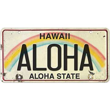Vintage Hawaiian License Plate - Car Vehicle License Plate Souvenir 6x12 inch License Plate (Aloha)