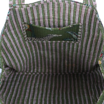 KLAVATE Women 100% Cotton Quilted Shoulder Bag Tote Bag Beach Casual Work Bag Women Large Capacity Bags for Shopping (DESIGN 1) (DESIGN 3)