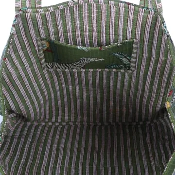 KLAVATE Women 100% Cotton Quilted Shoulder Bag Tote Bag Beach Casual Work Bag Women Large Capacity Bags for Shopping (DESIGN 1) (DESIGN 3)