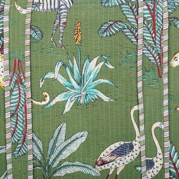 KLAVATE Women 100% Cotton Quilted Shoulder Bag Tote Bag Beach Casual Work Bag Women Large Capacity Bags for Shopping (DESIGN 1) (DESIGN 3)