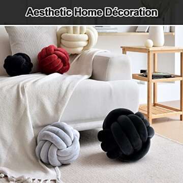 ZAKUN Knot Pillow Ball, Soft Round Throw Pillow Cushion Home Decorative Ball Pillows, Handmade Plush Throw Knotted Pillow for Home Décor Play Knot Ball(7.87inches,Black)