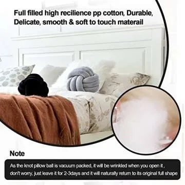 ZAKUN Knot Pillow Ball, Soft Round Throw Pillow Cushion Home Decorative Ball Pillows, Handmade Plush Throw Knotted Pillow for Home Décor Play Knot Ball(7.87inches,Black)