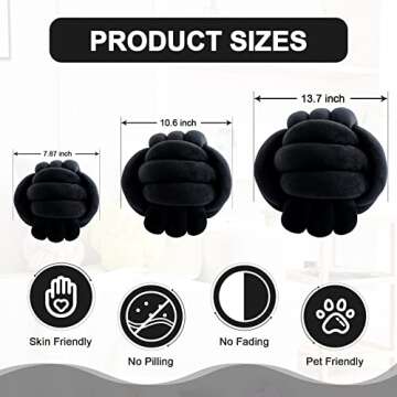 ZAKUN Knot Pillow Ball, Soft Round Throw Pillow Cushion Home Decorative Ball Pillows, Handmade Plush Throw Knotted Pillow for Home Décor Play Knot Ball(7.87inches,Black)