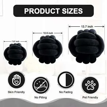 ZAKUN Knot Pillow Ball, Soft Round Throw Pillow Cushion Home Decorative Ball Pillows, Handmade Plush Throw Knotted Pillow for Home Décor Play Knot Ball(7.87inches,Black)