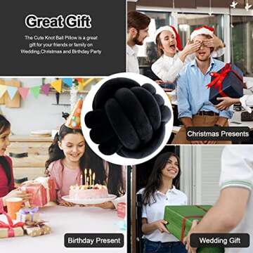 ZAKUN Knot Pillow Ball, Soft Round Throw Pillow Cushion Home Decorative Ball Pillows, Handmade Plush Throw Knotted Pillow for Home Décor Play Knot Ball(7.87inches,Black)