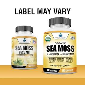 American Standard Supplements Organic Sea Moss, Bladderwrack & Burdock Root Capsules - 1200mg Sea Mo...