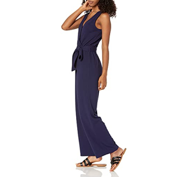 The Drop Women's Sleek Wrap Jumpsuit in Navy