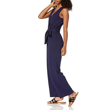 The Drop Women's Sleek Wrap Jumpsuit in Navy