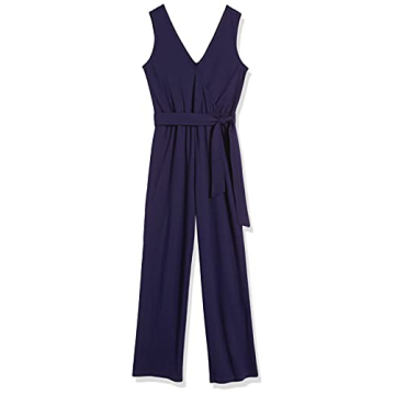 The Drop Women's Sleek Wrap Jumpsuit in Navy