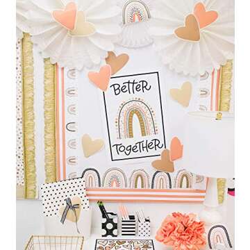 Schoolgirl Style Simply Stylish 36-Piece Heart and Boho Rainbow Bulletin Board Cutouts, Boho Hearts ...