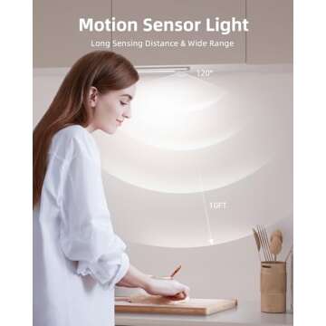 EZVALO 134 LED Under Cabinet Lights - Motion Sensor, 3200mAh Rechargeable, 3 Color Temps, Dimmable W...