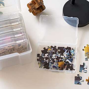 IRIS USA 5" x 7" Photo Storage Craft Keeper, Main Container with 6 Organization Cases For Pictures, Crafts, Scrapbooking, Stationery Storage, Protection and Organization, Clear