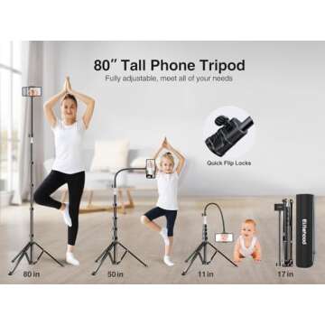 elitehood 80” Tall Phone Tripod for Smartphones