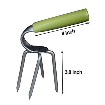 TOYPOPOR Mini Twist Tiller Heavy Duty Manual Raised Bed Garden and Flower Box Claw Weeder Cultivator Aeration Hand Tool with Solid Steel Shaft Unbreakable Tines – ITNT-4