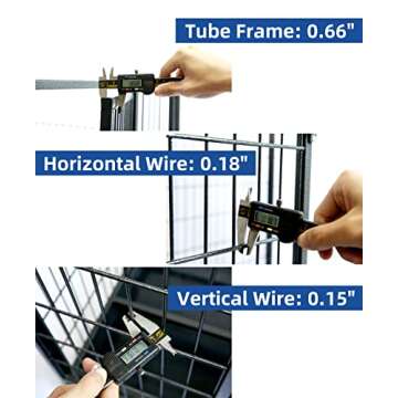 Homey Pet 43 Inch Heavy Duty Dog Crate Kennel with Feeding Door, Lockable Wheels, Stackable and Indestructible, Sturdy Locks Design, Casters and Removable Tray