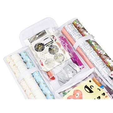 Double Sided Hanging Gift Wrap Organizer | Large 16" x 41" Wrapping Paper Rolls Storage Bag | Tearproof & Space Saving Closet Gift Bag Organization Solution | Sturdy Zippers & Robust Adhesive Strip