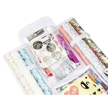 Double Sided Hanging Gift Wrap Organizer | Large 16" x 41" Wrapping Paper Rolls Storage Bag | Tearproof & Space Saving Closet Gift Bag Organization Solution | Sturdy Zippers & Robust Adhesive Strip