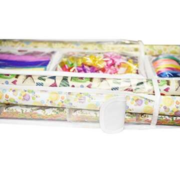Double Sided Hanging Gift Wrap Organizer | Large 16" x 41" Wrapping Paper Rolls Storage Bag | Tearproof & Space Saving Closet Gift Bag Organization Solution | Sturdy Zippers & Robust Adhesive Strip