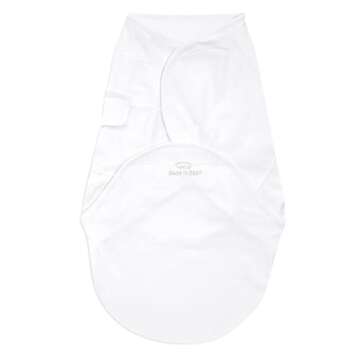 HALO SwaddleSure Adjustable Swaddling Pouch, 100% Cotton, TOG 1.0, White, Newborn, 0-3 Months