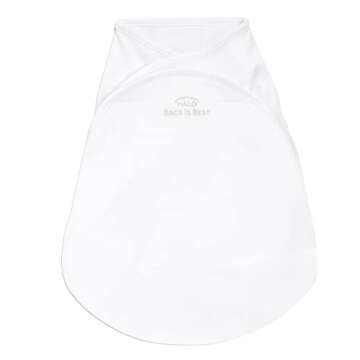 HALO SwaddleSure Adjustable Swaddling Pouch, 100% Cotton, TOG 1.0, White, Newborn, 0-3 Months