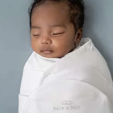 HALO SwaddleSure Adjustable Swaddling Pouch, 100% Cotton, TOG 1.0, White, Newborn, 0-3 Months