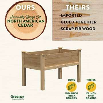 Greenes Fence Original Cedar Elevated Garden Bed, 24" W x 48" L x 31" H - Made in USA with North American Cedar