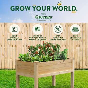 Greenes Fence Original Cedar Elevated Garden Bed, 24" W x 48" L x 31" H - Made in USA with North American Cedar
