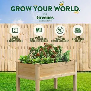Greenes Fence Original Cedar Elevated Garden Bed, 24" W x 48" L x 31" H - Made in USA with North American Cedar