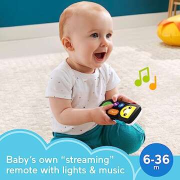 Fisher-Price Baby & Toddler Toy Laugh & Learn Stream & Learn Remote Pretend TV Control with Music & ...