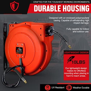 REELWORKS Durable Retractable 33ft Air Hose Reel